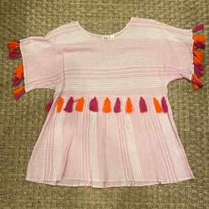 Ivy Jane Orange and Pink Cotton Top With Tassels